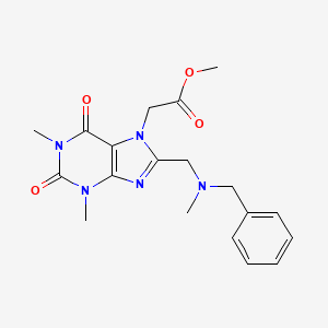 molecular formula C19H23N5O4 B11433635 methyl (8-{[benzyl(methyl)amino]methyl}-1,3-dimethyl-2,6-dioxo-1,2,3,6-tetrahydro-7H-purin-7-yl)acetate 