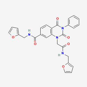 molecular formula C27H22N4O6 B11433649 N-(furan-2-ylmethyl)-1-{2-[(furan-2-ylmethyl)amino]-2-oxoethyl}-2,4-dioxo-3-phenyl-1,2,3,4-tetrahydroquinazoline-7-carboxamide 