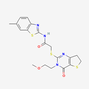 2-((3-(2-methoxyethyl)-4-oxo-3,4,6,7-tetrahydrothieno[3,2-d]pyrimidin-2-yl)thio)-N-(6-methylbenzo[d]thiazol-2-yl)acetamide