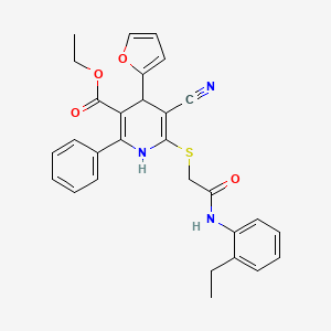 molecular formula C29H27N3O4S B11433683 Ethyl 5-cyano-6-({2-[(2-ethylphenyl)amino]-2-oxoethyl}sulfanyl)-4-(furan-2-yl)-2-phenyl-1,4-dihydropyridine-3-carboxylate 