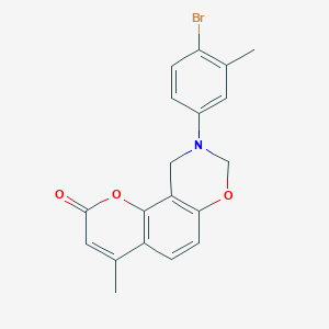 molecular formula C19H16BrNO3 B11433695 9-(4-bromo-3-methylphenyl)-4-methyl-9,10-dihydro-2H,8H-chromeno[8,7-e][1,3]oxazin-2-one 