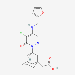 molecular formula C21H24ClN3O4 B11433701 2-[3-(5-Chloro-4-{[(furan-2-YL)methyl]amino}-6-oxo-1,6-dihydropyridazin-1-YL)adamantan-1-YL]acetic acid 