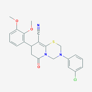 3-(3-chlorophenyl)-8-(2,3-dimethoxyphenyl)-6-oxo-3,4,7,8-tetrahydro-2H,6H-pyrido[2,1-b][1,3,5]thiadiazine-9-carbonitrile