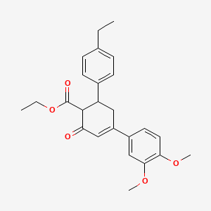 molecular formula C25H28O5 B11433735 Ethyl 4-(3,4-dimethoxyphenyl)-6-(4-ethylphenyl)-2-oxocyclohex-3-ene-1-carboxylate 