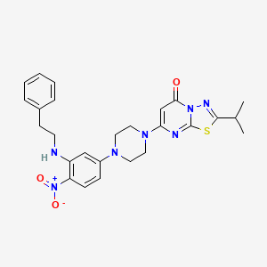 molecular formula C26H29N7O3S B11433763 7-(4-{4-nitro-3-[(2-phenylethyl)amino]phenyl}piperazin-1-yl)-2-(propan-2-yl)-5H-[1,3,4]thiadiazolo[3,2-a]pyrimidin-5-one 