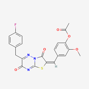 molecular formula C22H16FN3O5S B11433766 4-{(E)-[6-(4-fluorobenzyl)-3,7-dioxo-7H-[1,3]thiazolo[3,2-b][1,2,4]triazin-2(3H)-ylidene]methyl}-2-methoxyphenyl acetate 