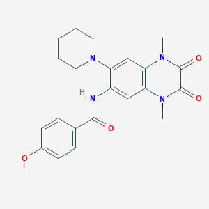 N-[1,4-dimethyl-2,3-dioxo-7-(piperidin-1-yl)-1,2,3,4-tetrahydroquinoxalin-6-yl]-4-methoxybenzamide