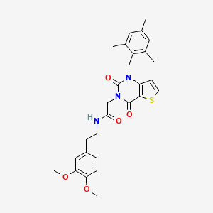 molecular formula C28H31N3O5S B11433801 N-[2-(3,4-dimethoxyphenyl)ethyl]-2-[2,4-dioxo-1-(2,4,6-trimethylbenzyl)-1,4-dihydrothieno[3,2-d]pyrimidin-3(2H)-yl]acetamide 