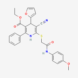 Ethyl 5-cyano-4-(furan-2-yl)-6-({2-[(4-methoxyphenyl)amino]-2-oxoethyl}sulfanyl)-2-phenyl-1,4-dihydropyridine-3-carboxylate