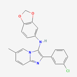 molecular formula C21H16ClN3O2 B11433842 N-(1,3-benzodioxol-5-yl)-2-(3-chlorophenyl)-6-methylimidazo[1,2-a]pyridin-3-amine 