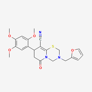 3-(furan-2-ylmethyl)-6-oxo-8-(2,4,5-trimethoxyphenyl)-3,4,7,8-tetrahydro-2H,6H-pyrido[2,1-b][1,3,5]thiadiazine-9-carbonitrile