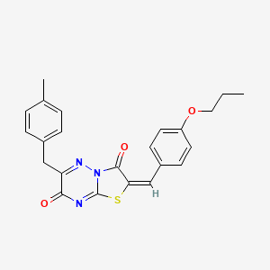 molecular formula C23H21N3O3S B11433886 (2E)-6-(4-methylbenzyl)-2-(4-propoxybenzylidene)-7H-[1,3]thiazolo[3,2-b][1,2,4]triazine-3,7(2H)-dione 