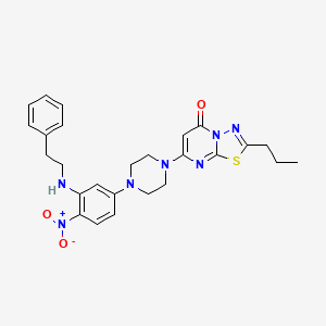 7-(4-{4-nitro-3-[(2-phenylethyl)amino]phenyl}piperazin-1-yl)-2-propyl-5H-[1,3,4]thiadiazolo[3,2-a]pyrimidin-5-one