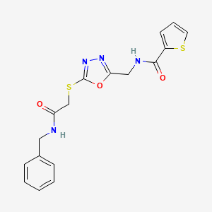 molecular formula C17H16N4O3S2 B11433902 N-[(5-{[(Benzylcarbamoyl)methyl]sulfanyl}-1,3,4-oxadiazol-2-YL)methyl]thiophene-2-carboxamide 