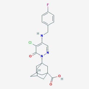 molecular formula C22H23ClFN3O3 B11433930 3-(5-Chloro-4-{[(4-fluorophenyl)methyl]amino}-6-oxo-1,6-dihydropyridazin-1-YL)adamantane-1-carboxylic acid 