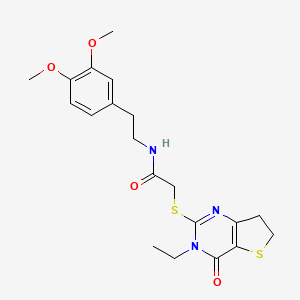 molecular formula C20H25N3O4S2 B11433960 N-(3,4-dimethoxyphenethyl)-2-((3-ethyl-4-oxo-3,4,6,7-tetrahydrothieno[3,2-d]pyrimidin-2-yl)thio)acetamide 