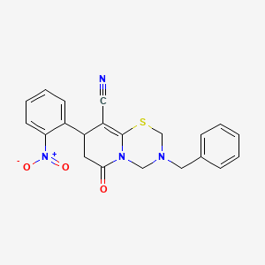 3-benzyl-8-(2-nitrophenyl)-6-oxo-3,4,7,8-tetrahydro-2H,6H-pyrido[2,1-b][1,3,5]thiadiazine-9-carbonitrile