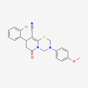 molecular formula C21H18ClN3O2S B11433967 8-(2-chlorophenyl)-3-(4-methoxyphenyl)-6-oxo-3,4,7,8-tetrahydro-2H,6H-pyrido[2,1-b][1,3,5]thiadiazine-9-carbonitrile 