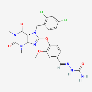 (2E)-2-(4-{[7-(2,4-dichlorobenzyl)-1,3-dimethyl-2,6-dioxo-2,3,6,7-tetrahydro-1H-purin-8-yl]oxy}-3-methoxybenzylidene)hydrazinecarboxamide