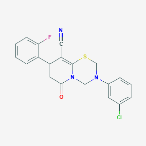 3-(3-chlorophenyl)-8-(2-fluorophenyl)-6-oxo-3,4,7,8-tetrahydro-2H,6H-pyrido[2,1-b][1,3,5]thiadiazine-9-carbonitrile