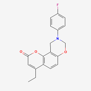 molecular formula C19H16FNO3 B11434060 4-ethyl-9-(4-fluorophenyl)-9,10-dihydro-2H,8H-chromeno[8,7-e][1,3]oxazin-2-one 