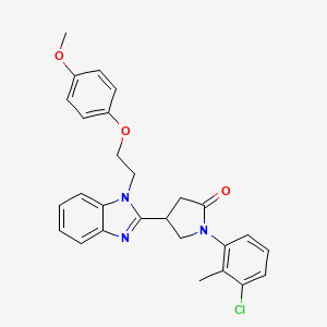 molecular formula C27H26ClN3O3 B11434085 1-(3-Chloro-2-methylphenyl)-4-{1-[2-(4-methoxyphenoxy)ethyl]-1H-1,3-benzodiazol-2-YL}pyrrolidin-2-one 