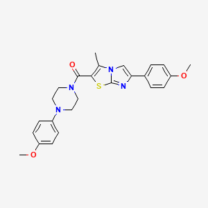 molecular formula C25H26N4O3S B11434124 (6-(4-Methoxyphenyl)-3-methylimidazo[2,1-b]thiazol-2-yl)(4-(4-methoxyphenyl)piperazin-1-yl)methanone 