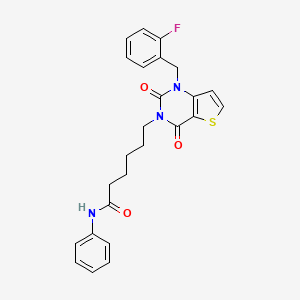 molecular formula C25H24FN3O3S B11434141 6-[1-(2-fluorobenzyl)-2,4-dioxo-1,4-dihydrothieno[3,2-d]pyrimidin-3(2H)-yl]-N-phenylhexanamide 