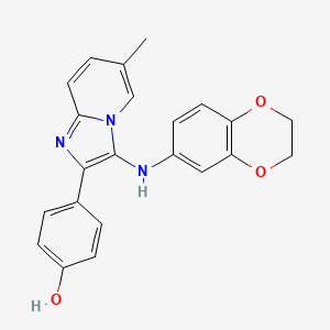 molecular formula C22H19N3O3 B11434150 4-[3-(2,3-Dihydro-1,4-benzodioxin-6-ylamino)-6-methylimidazo[1,2-a]pyridin-2-yl]phenol 