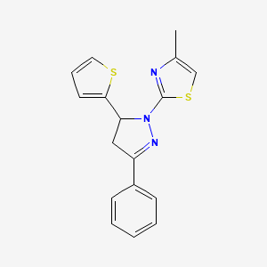 4-methyl-2-[3-phenyl-5-(thiophen-2-yl)-4,5-dihydro-1H-pyrazol-1-yl]-1,3-thiazole