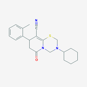 molecular formula C21H25N3OS B11434158 3-cyclohexyl-8-(2-methylphenyl)-6-oxo-3,4,7,8-tetrahydro-2H,6H-pyrido[2,1-b][1,3,5]thiadiazine-9-carbonitrile 