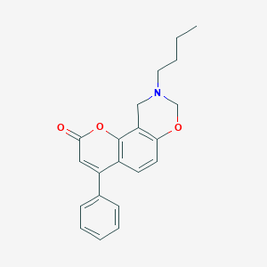 molecular formula C21H21NO3 B11434174 9-butyl-4-phenyl-9,10-dihydro-2H,8H-chromeno[8,7-e][1,3]oxazin-2-one 