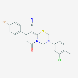 molecular formula C21H17BrClN3OS B11434183 8-(4-bromophenyl)-3-(3-chloro-4-methylphenyl)-6-oxo-3,4,7,8-tetrahydro-2H,6H-pyrido[2,1-b][1,3,5]thiadiazine-9-carbonitrile 