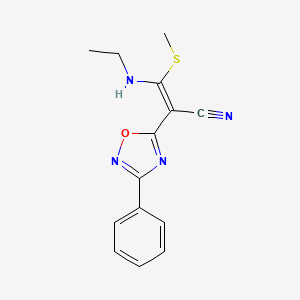 (2E)-3-(ethylamino)-3-(methylsulfanyl)-2-(3-phenyl-1,2,4-oxadiazol-5-yl)prop-2-enenitrile