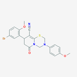 8-(5-bromo-2-methoxyphenyl)-3-(4-methoxyphenyl)-6-oxo-3,4,7,8-tetrahydro-2H,6H-pyrido[2,1-b][1,3,5]thiadiazine-9-carbonitrile