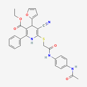 molecular formula C29H26N4O5S B11434221 Ethyl 6-[(2-{[4-(acetylamino)phenyl]amino}-2-oxoethyl)sulfanyl]-5-cyano-4-(furan-2-yl)-2-phenyl-1,4-dihydropyridine-3-carboxylate 