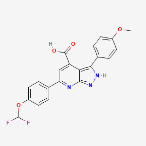 6-[4-(difluoromethoxy)phenyl]-3-(4-methoxyphenyl)-1H-pyrazolo[3,4-b]pyridine-4-carboxylic acid