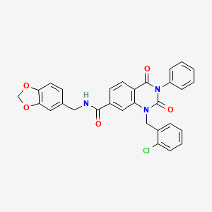 N-(1,3-benzodioxol-5-ylmethyl)-1-(2-chlorobenzyl)-2,4-dioxo-3-phenyl-1,2,3,4-tetrahydroquinazoline-7-carboxamide