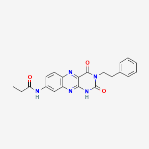 molecular formula C21H19N5O3 B11434338 N-[2,4-dioxo-3-(2-phenylethyl)-2,3,4,10-tetrahydrobenzo[g]pteridin-8-yl]propanamide 