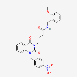 molecular formula C27H26N4O6 B11434348 N-(2-methoxybenzyl)-4-(1-(4-nitrobenzyl)-2,4-dioxo-1,2-dihydroquinazolin-3(4H)-yl)butanamide 