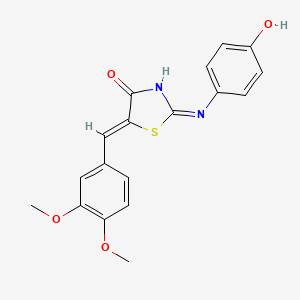 molecular formula C18H16N2O4S B11434386 5-[(Z)-1-(3,4-dimethoxyphenyl)methylidene]-2-(4-hydroxyanilino)-1,3-thiazol-4-one 