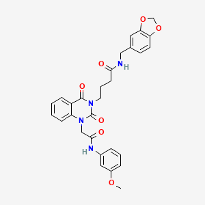 N-(1,3-benzodioxol-5-ylmethyl)-4-[1-{2-[(3-methoxyphenyl)amino]-2-oxoethyl}-2,4-dioxo-1,4-dihydroquinazolin-3(2H)-yl]butanamide