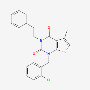 molecular formula C23H21ClN2O2S B11434426 1-[(2-chlorophenyl)methyl]-5,6-dimethyl-3-(2-phenylethyl)-1H,2H,3H,4H-thieno[2,3-d]pyrimidine-2,4-dione 