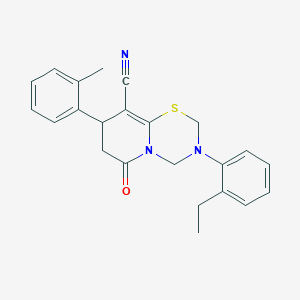 molecular formula C23H23N3OS B11434428 3-(2-ethylphenyl)-8-(2-methylphenyl)-6-oxo-3,4,7,8-tetrahydro-2H,6H-pyrido[2,1-b][1,3,5]thiadiazine-9-carbonitrile 