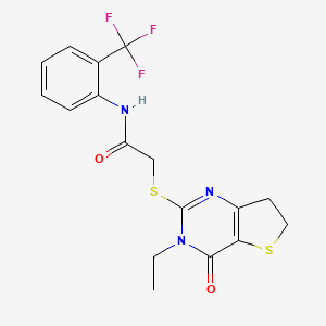 2-((3-ethyl-4-oxo-3,4,6,7-tetrahydrothieno[3,2-d]pyrimidin-2-yl)thio)-N-(2-(trifluoromethyl)phenyl)acetamide