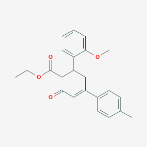 molecular formula C23H24O4 B11434480 Ethyl 6-(2-methoxyphenyl)-4-(4-methylphenyl)-2-oxocyclohex-3-ene-1-carboxylate 