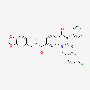 N-(1,3-benzodioxol-5-ylmethyl)-1-(4-chlorobenzyl)-2,4-dioxo-3-phenyl-1,2,3,4-tetrahydroquinazoline-7-carboxamide