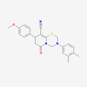 3-(3,4-dimethylphenyl)-8-(4-methoxyphenyl)-6-oxo-3,4,7,8-tetrahydro-2H,6H-pyrido[2,1-b][1,3,5]thiadiazine-9-carbonitrile