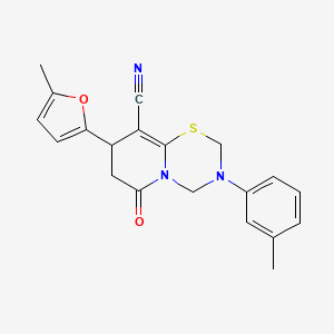 8-(5-Methylfuran-2-yl)-3-(3-methylphenyl)-6-oxo-2,4,7,8-tetrahydropyrido[2,1-b][1,3,5]thiadiazine-9-carbonitrile