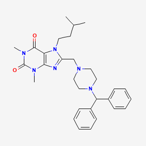 8-[(4-Benzhydrylpiperazin-1-yl)methyl]-1,3-dimethyl-7-(3-methylbutyl)purine-2,6-dione